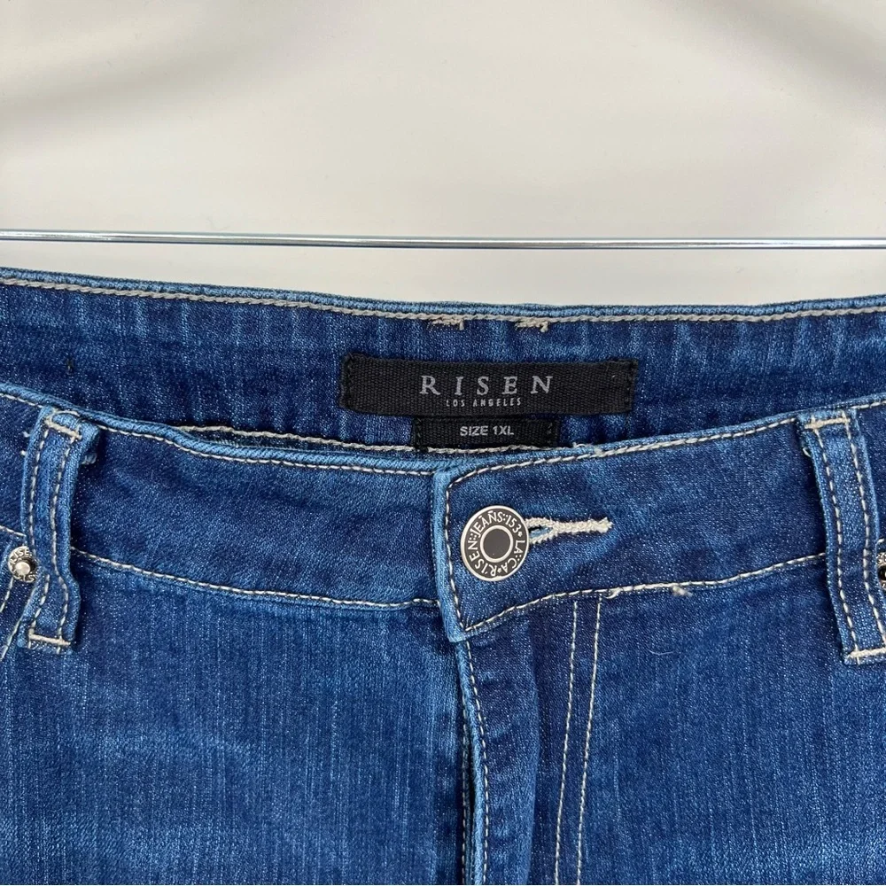 Risen High Waisted Raw Hem Wide Leg Cropped Jeans Size 1XL(16/18)_3